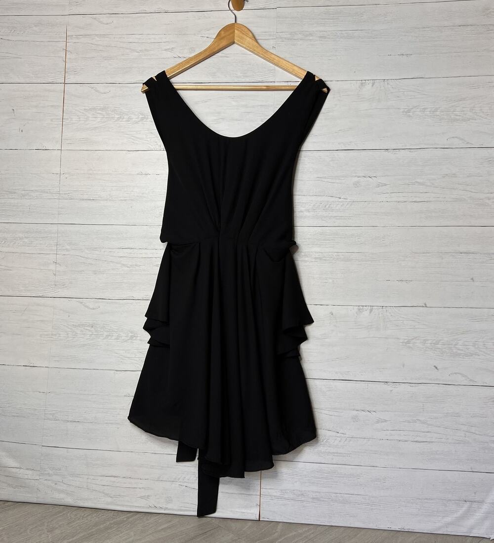 Angie Dress Womens Size Medium Black Sheer Strappy Winged Lined Contemporary